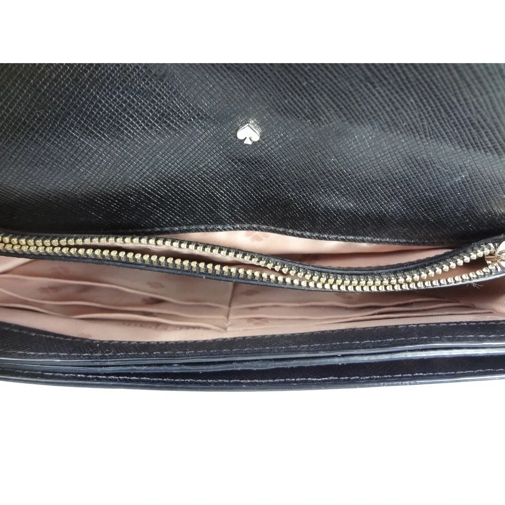Kate Spade New York Black‎ Saffiano Leather Crossbody Wallet on Chain Bag Gold